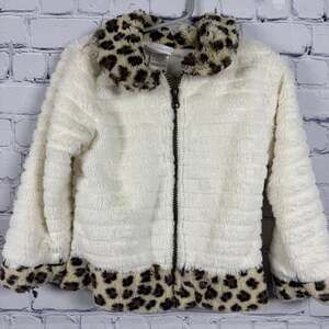 Little Lass Faux Fur Cheetah Toddler Jacket Size 3T